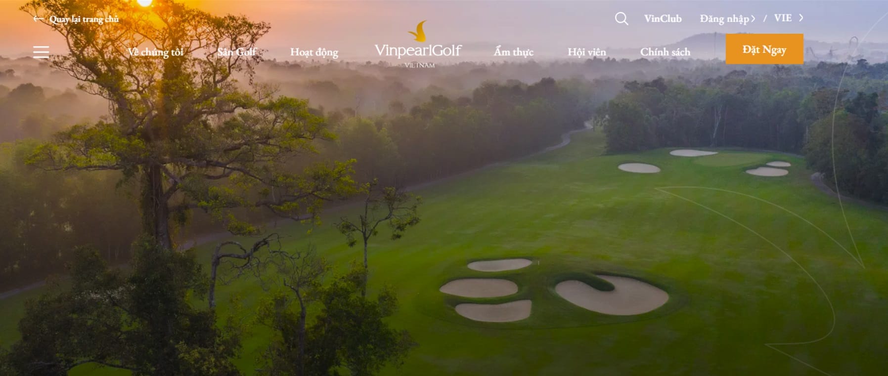 Giao diện website của sân golf Vinpearl Phú Quốc