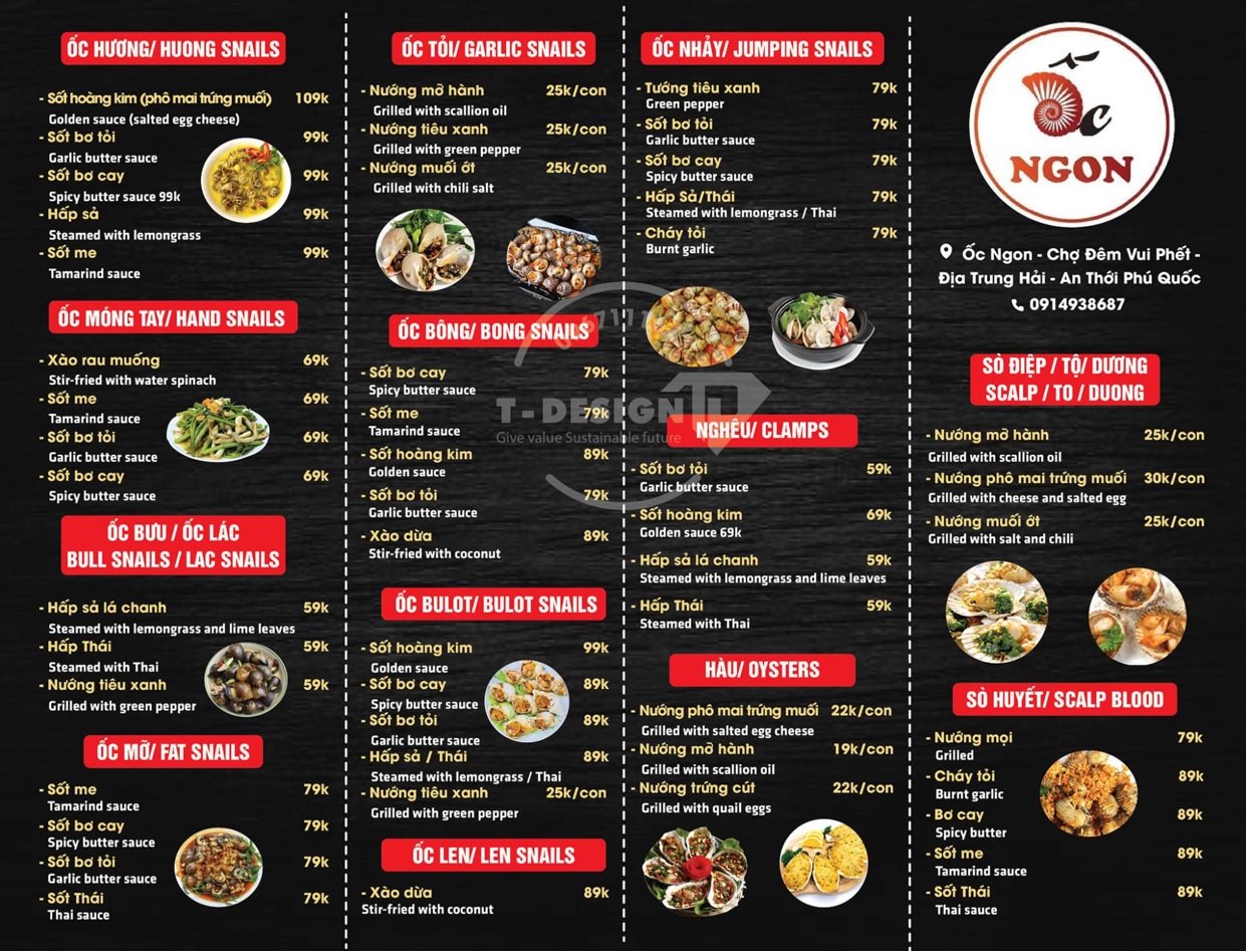 Menu quán với hơn 80 món ăn đa dạng sẵn sàng phục vụ thực khách