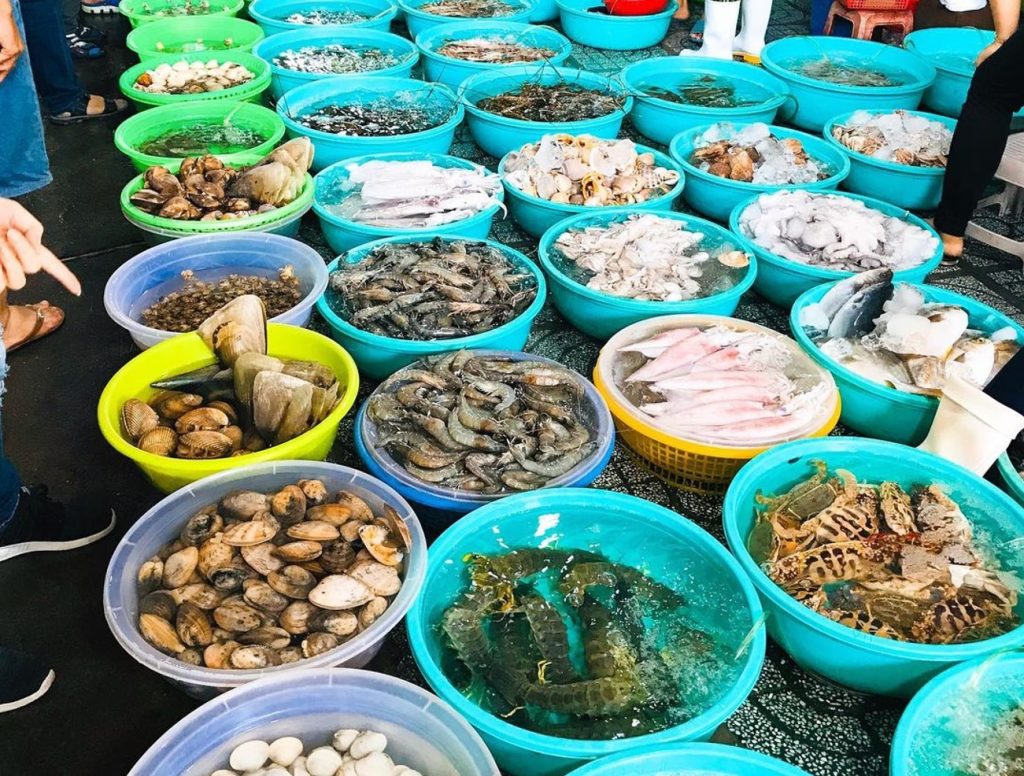 Khám phá nhịp sống ngư dân tại chợ Gành Dầu, nơi hải sản được bán ngay từ tàu lên bờ rất gần với tổ hợp giải trí Corona Casino Phú Quốc.