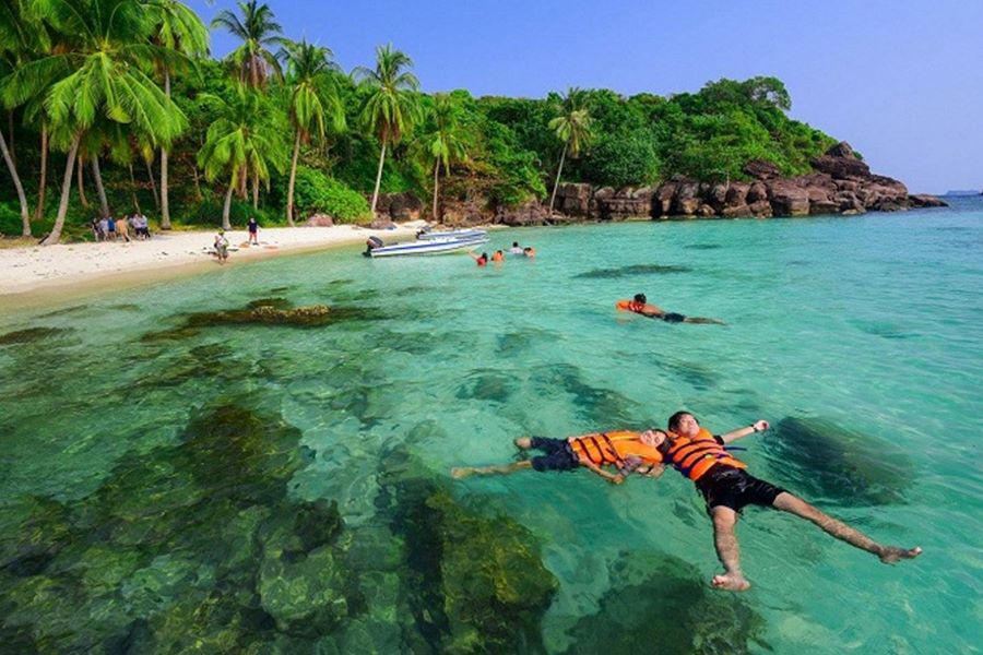 Swim and Wade in Calm Shallows in Ong Lang beach