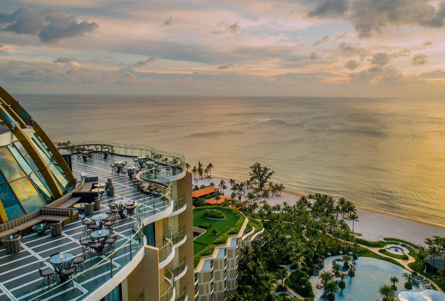 Panoramic sunset view from INK 360 Rooftop Bar in Phu Quoc Corona Casino Phu Quoc