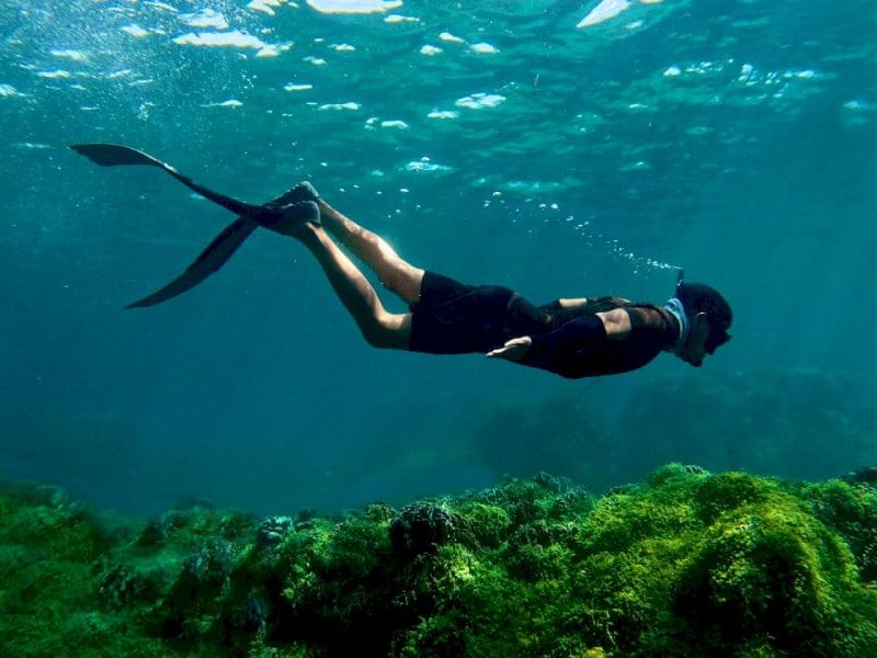 Tourists snorkeling and fishing at Ong Lang Beach near Corona Casino Phu Quoc