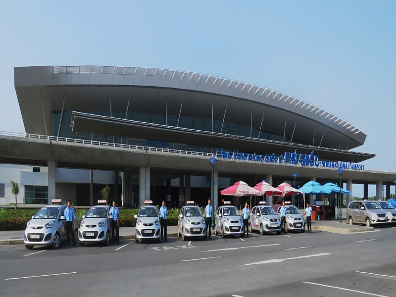 Travelers picking up their vehicle for Car rental at Phu Quoc International Airport on Arrival for transport to Corona Casino Phu Quoc