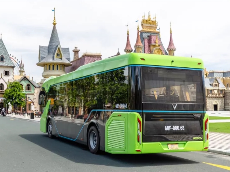 The bus stop for Phu Quoc Bus 20 connecting Grand World entertainment hub and Bai Vong Harbor near Corona Casino Phu Quoc