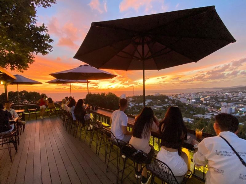 The unique hilltop location of Chuon Chuon Bistro & Sky provides breathtaking sunset views and is a short drive from Corona Casino Phu Quoc