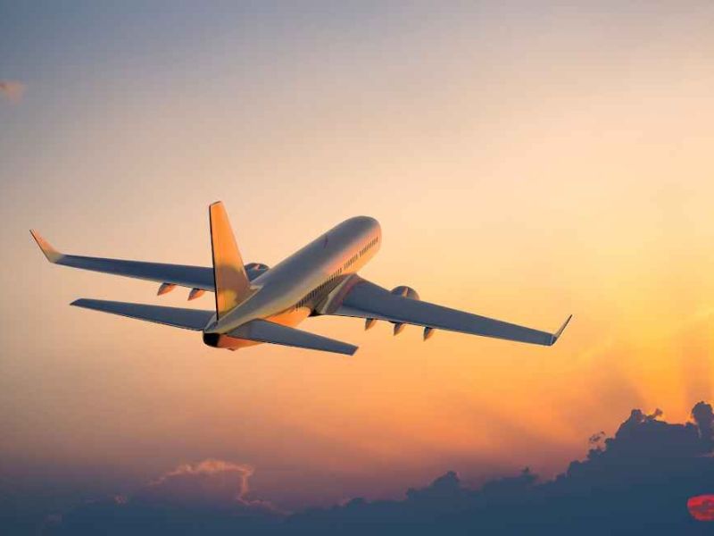 View from the terminal as a modern airplane is on the runway at a domestic airport ready to depart for the famous Corona Casino Phu Quoc complex