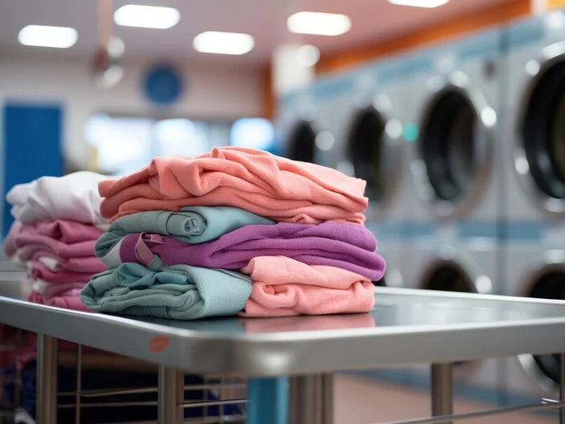 A delivery van for resort-area laundry with 24/7 pickup and delivery operating close to the Corona Casino Phu Quoc entertainment hub