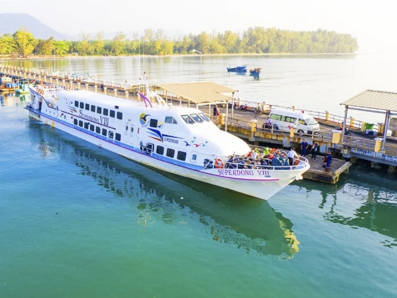 A professional guide illustrating major mainland routes linking Ha Tien and Rach Gia ports to Phu Quoc for guests of the world-class Corona Casino Phu Quoc