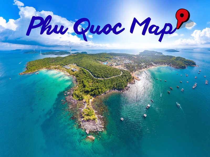 An informative Phu Quoc island satellite overview four regions highlighting the northern area where the world-class Corona Casino Phu Quoc is situated