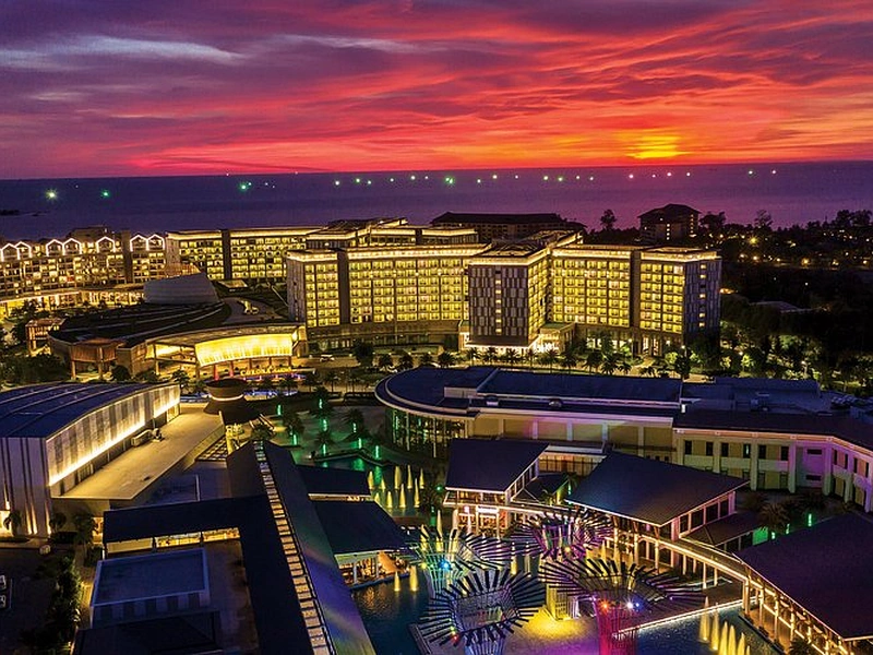 Aerial view of Corona Resort & Casino Phu Quoc complex, a luxury accommodation base on Long Beach for travellers planning a Phu Quoc 5 day itinerary