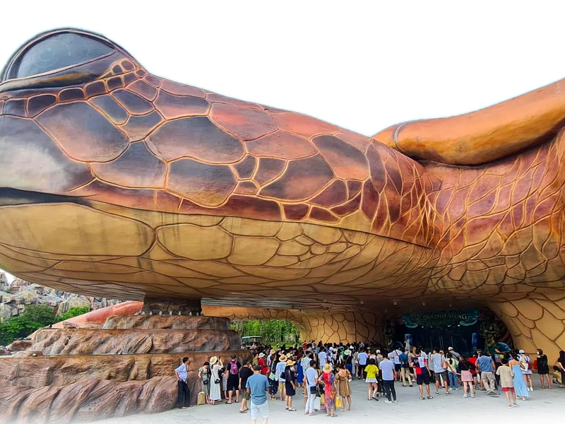 The turtle-shaped aquarium building at VinWonders near Corona Resort & Casino Phu Quoc